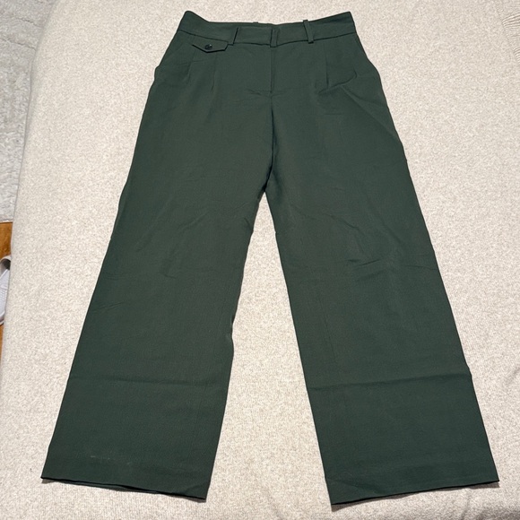 Massimo Dutti Dark Green Wide-Leg Trousers Size 6, Brand new - Picture 1 of 5